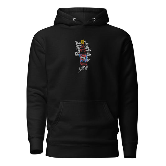 "Dum Wala Pani Kai Pata Nhi" - Limited Drop Embroidery Artwork Hoodie - Dark Noir Edition